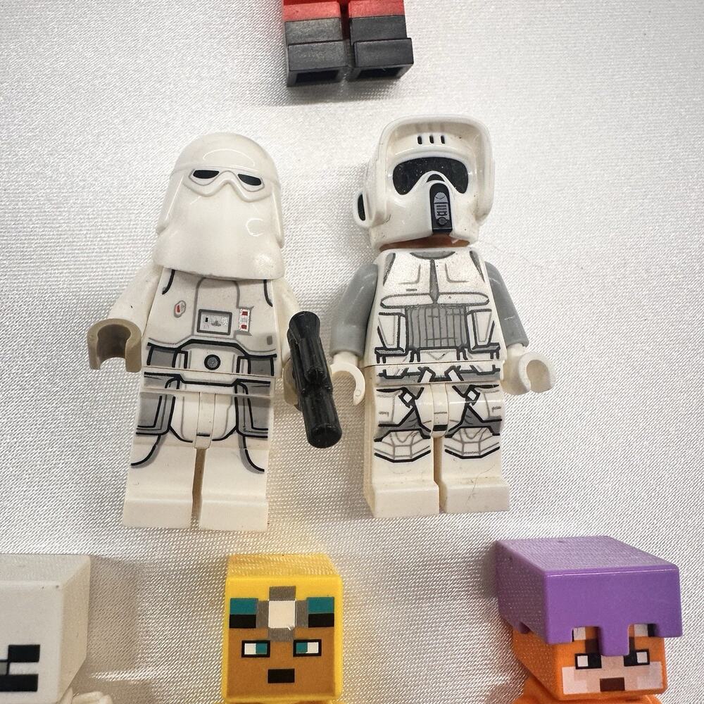 LEGO Mini figures Lot Of 6 Star Wars Omega, Snow trooper, Minecraft, Fox Cyclist